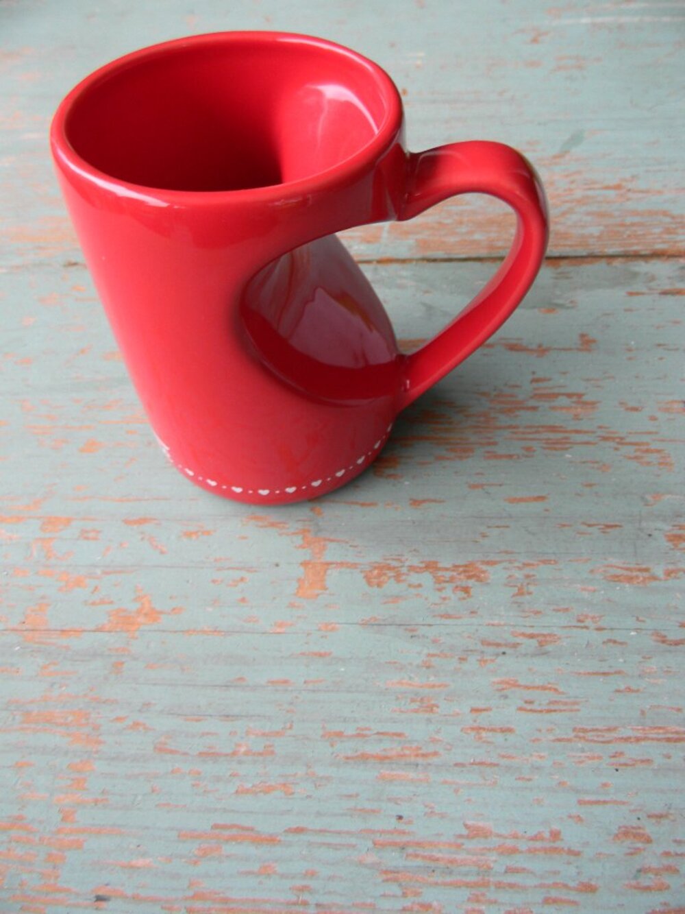 KRISPY KREME Donuts Red Heart Shaped Handle Coffee Mug Love